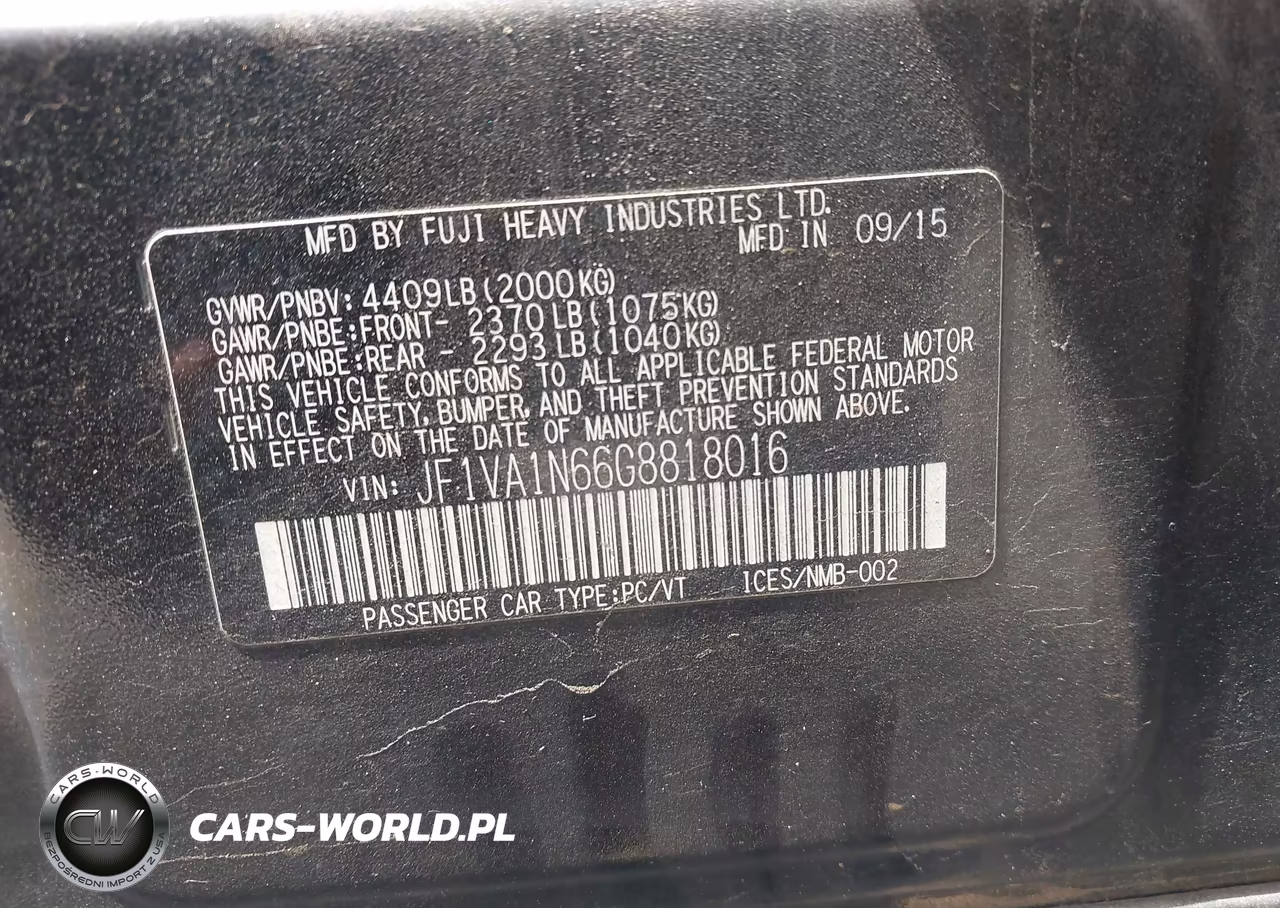 2016 Subaru Wrx Limited VIN:JF1VA1N66G8818016 - 9