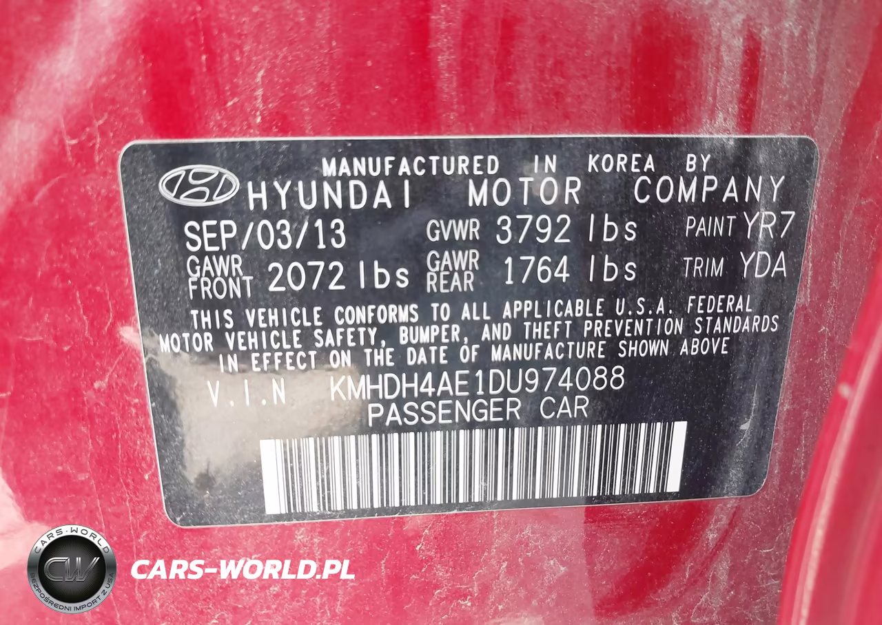 2013 Hyundai Elantra Limited VIN:KMHDH4AE1DU974088 - 9