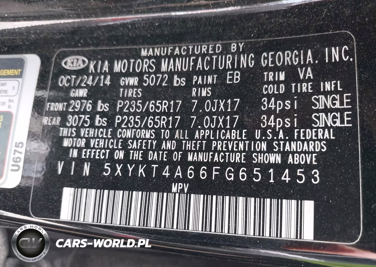 2015 Kia Sorento Lx VIN:5XYKT4A66FG651453 - 9