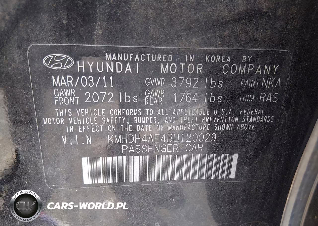 2011 Hyundai Elantra Limited (Ulsan Plant) VIN:KMHDH4AE4BU120029 - 9