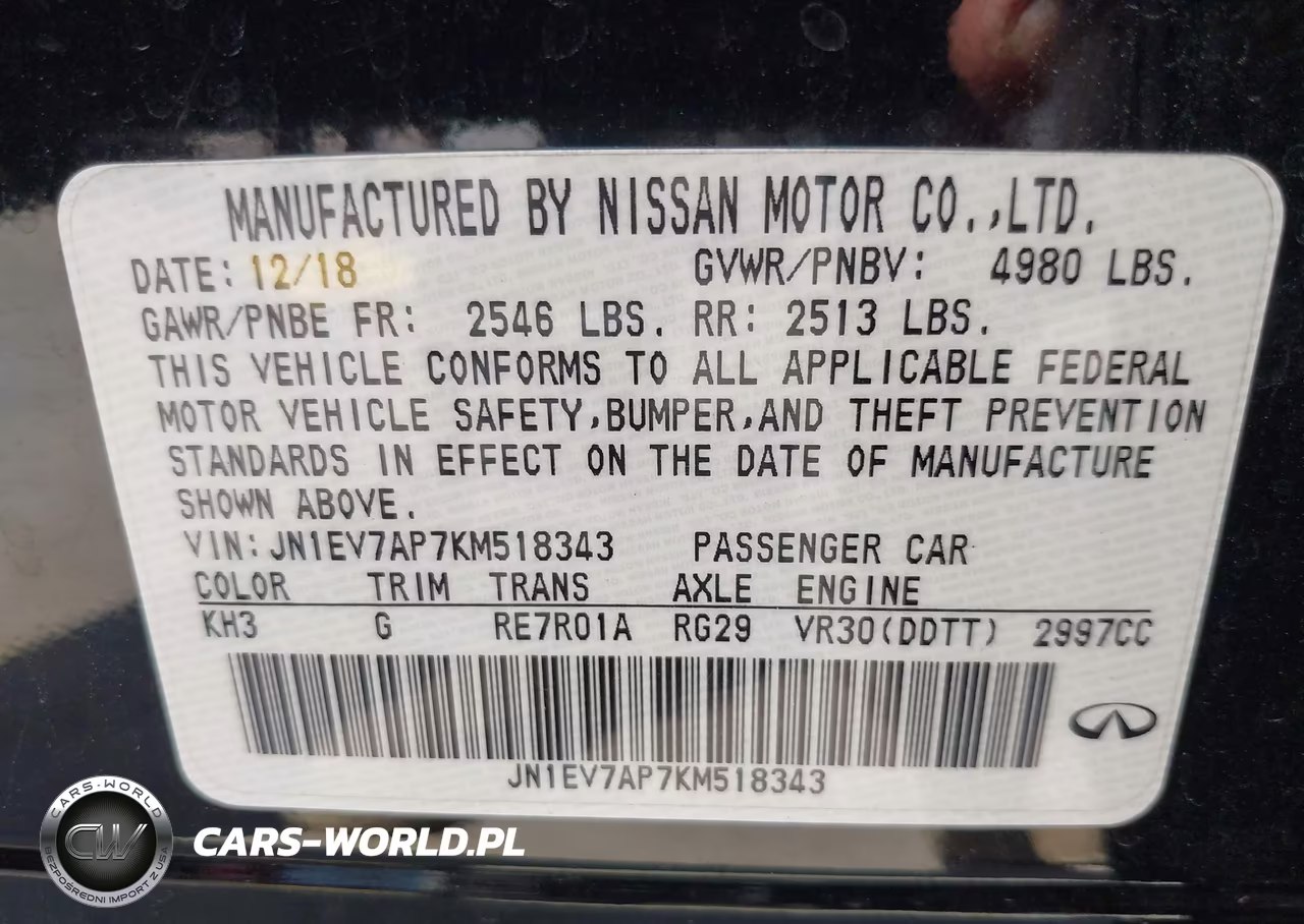 2019 Infiniti Q50 3.0T Luxe VIN:JN1EV7AP7KM518343 - 9
