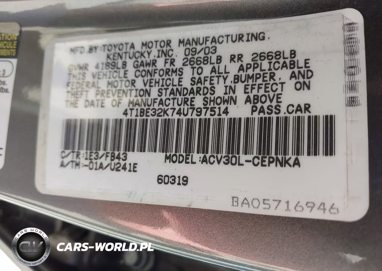 2004 Toyota Camry Le VIN:4T1BE32K74U797514 - 9