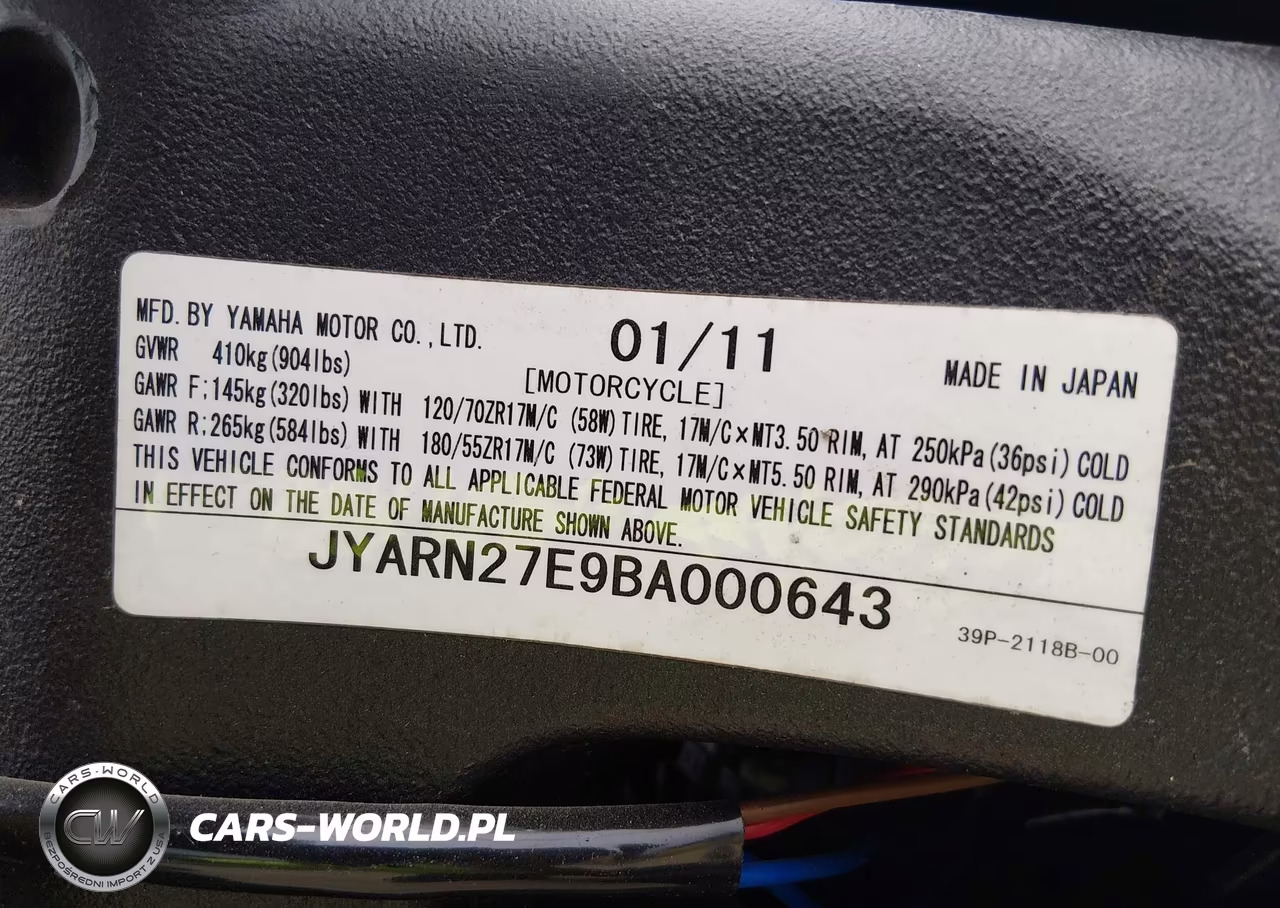 2011 Yamaha Fz8 N VIN:JYARN27E9BA000643 - 10
