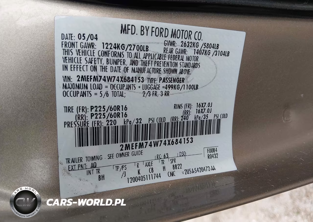 2004 Mercury Grand Marquis Gs VIN:2MEFM74W74X684153 - 9
