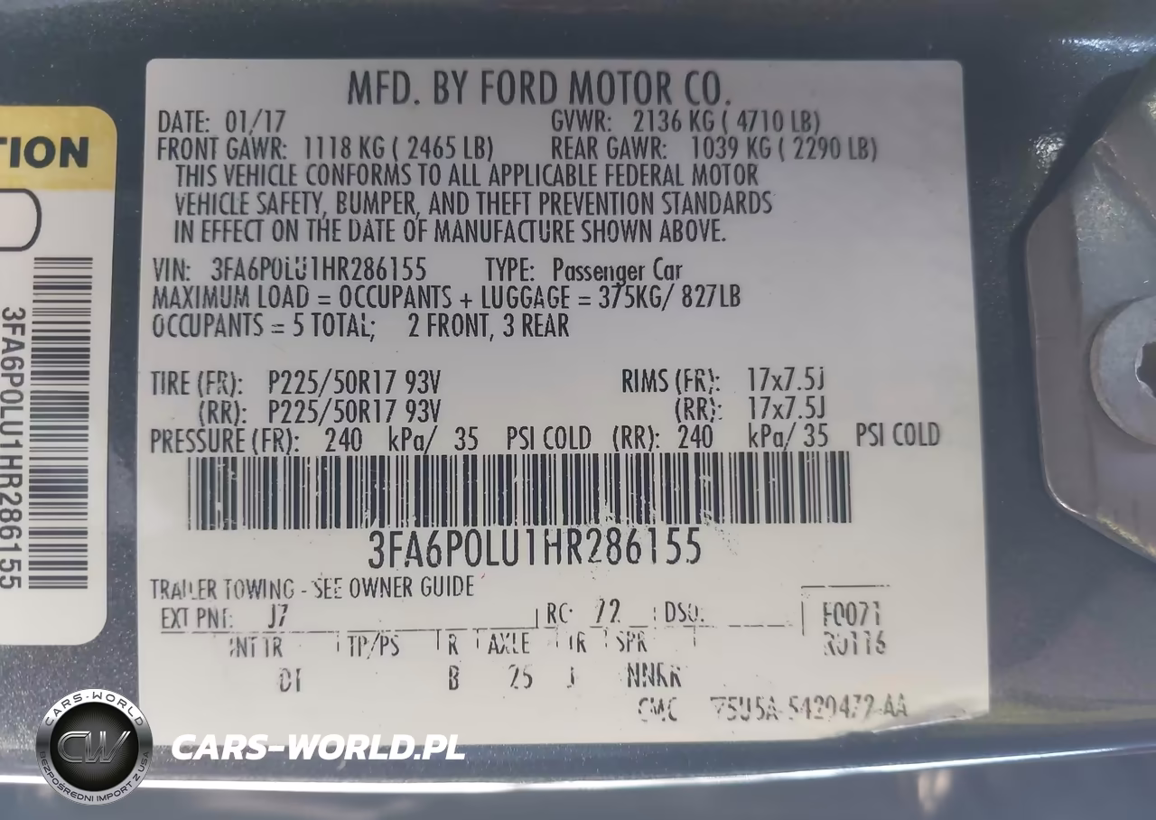 2017 Ford Fusion Hybrid Se VIN:3FA6P0LU1HR286155 - 9