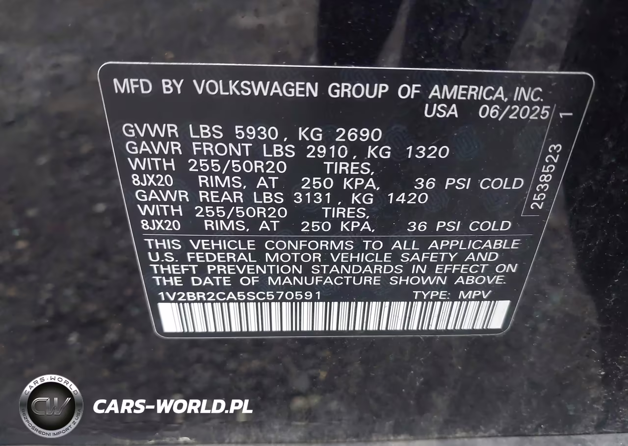 2025 Volkswagen Atlas 2.0T Sel VIN:1V2BR2CA5SC570591 - 9