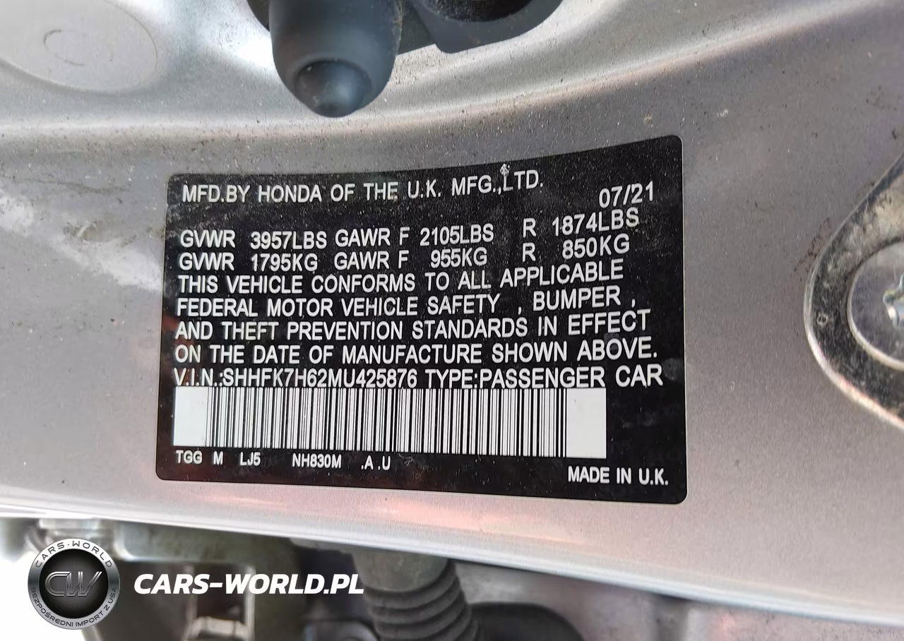 2021 Honda Civic Ex VIN:SHHFK7H62MU425876 - 9