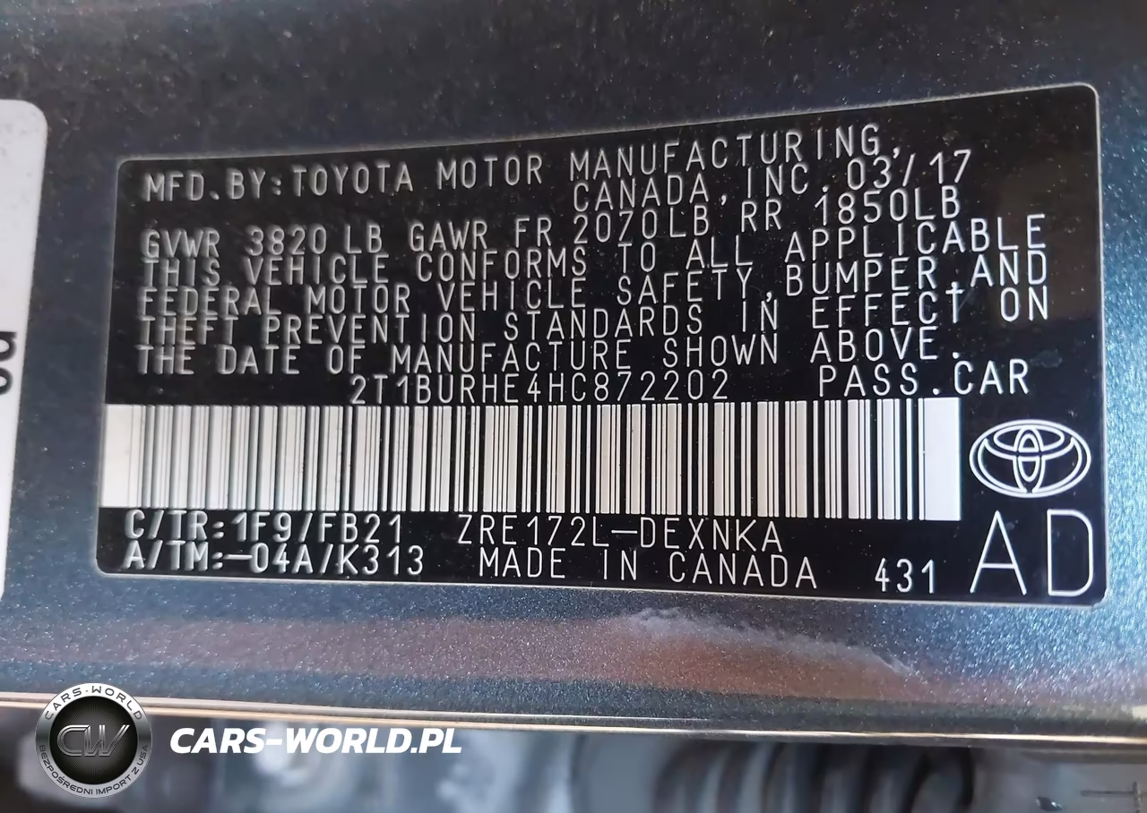 2017 Toyota Corolla Le VIN:2T1BURHE4HC872202 - 9