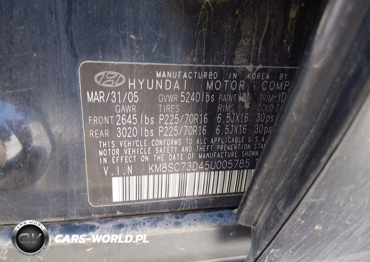 2005 Hyundai Santa Fe Gls VIN:KM8SC73D45U005785 - 9