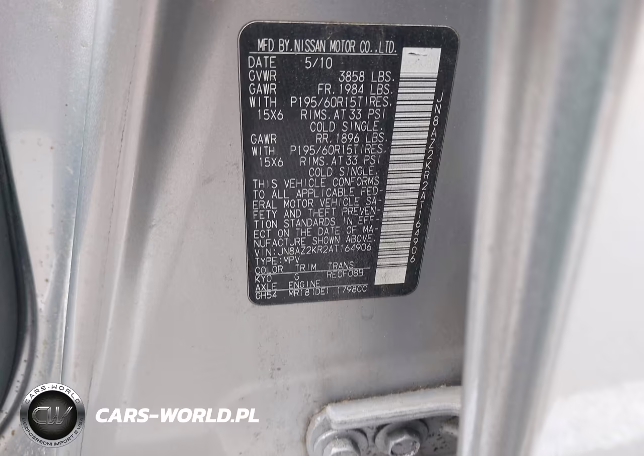 2010 Nissan Cube 1.8S VIN:JN8AZ2KR2AT164906 - 9