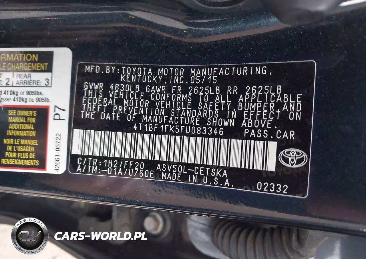 2015 Toyota Camry Se VIN:4T1BF1FK5FU083346 - 9