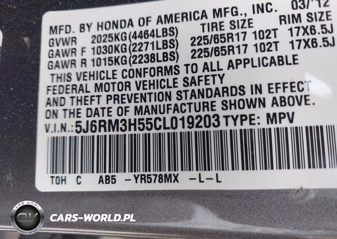 2012 Honda Cr-V Ex VIN:5J6RM3H55CL019203 - 9