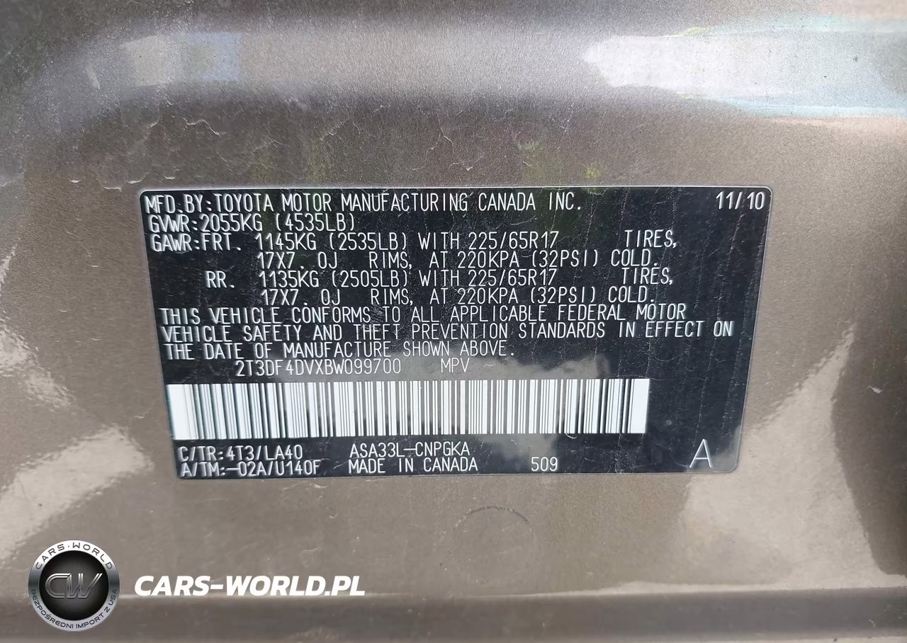 2011 Toyota Rav4 Limited VIN:2T3DF4DVXBW099700 - 9