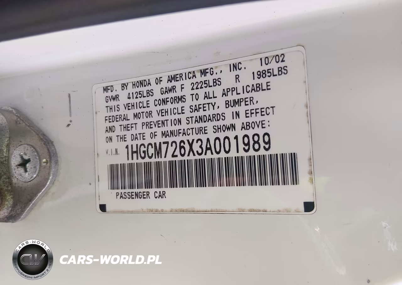 2003 Honda Accord Ex VIN:1HGCM726X3A001989 - 9