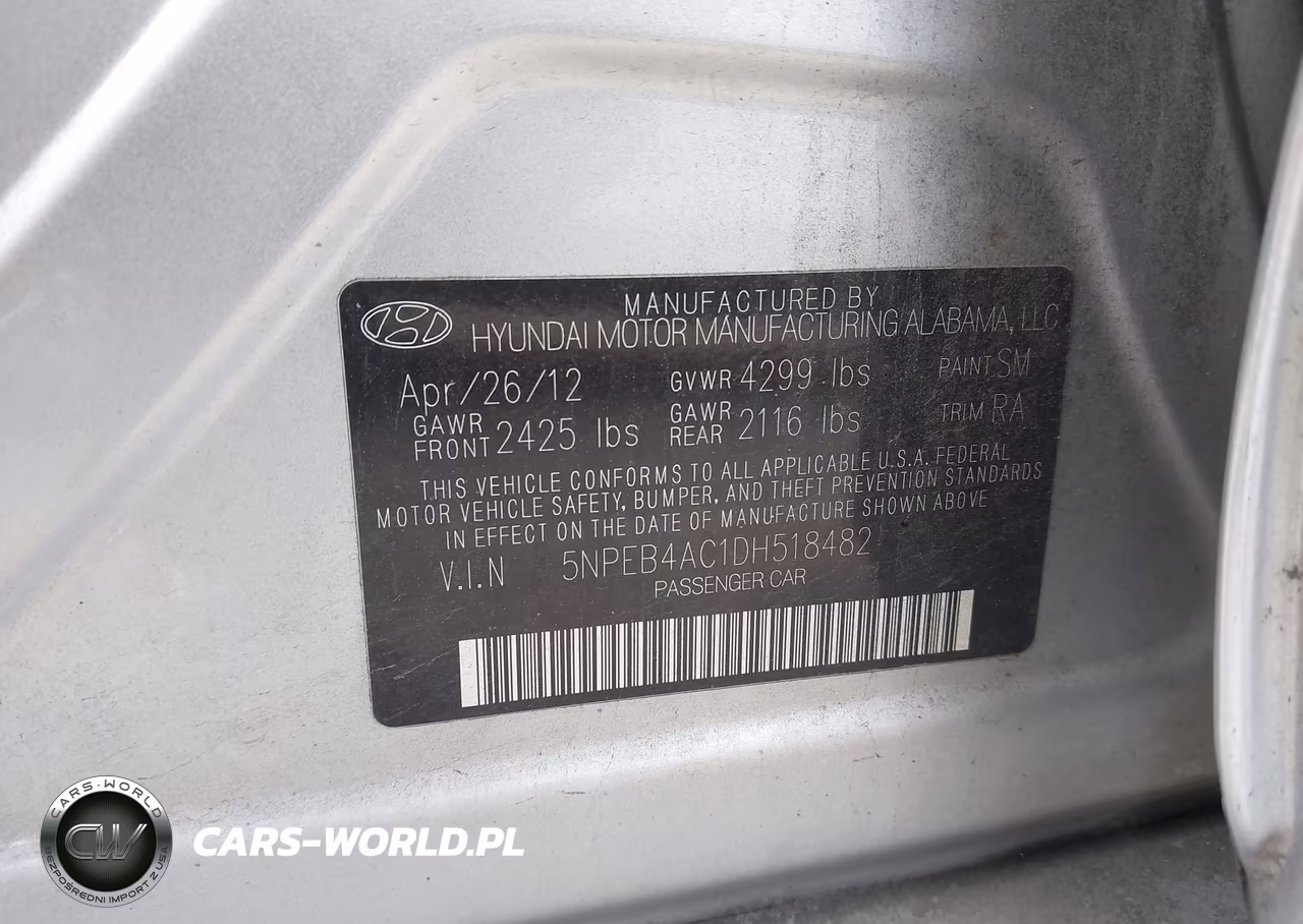 2013 Hyundai Sonata Gls VIN:5NPEB4AC1DH518482 - 9