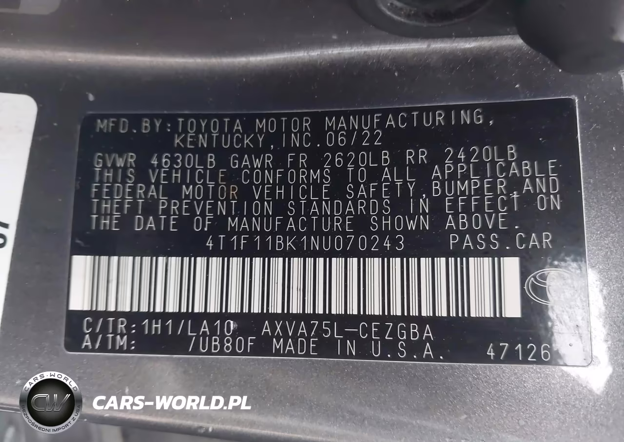 2022 Toyota Camry Xle Awd VIN:4T1F11BK1NU070243 - 9