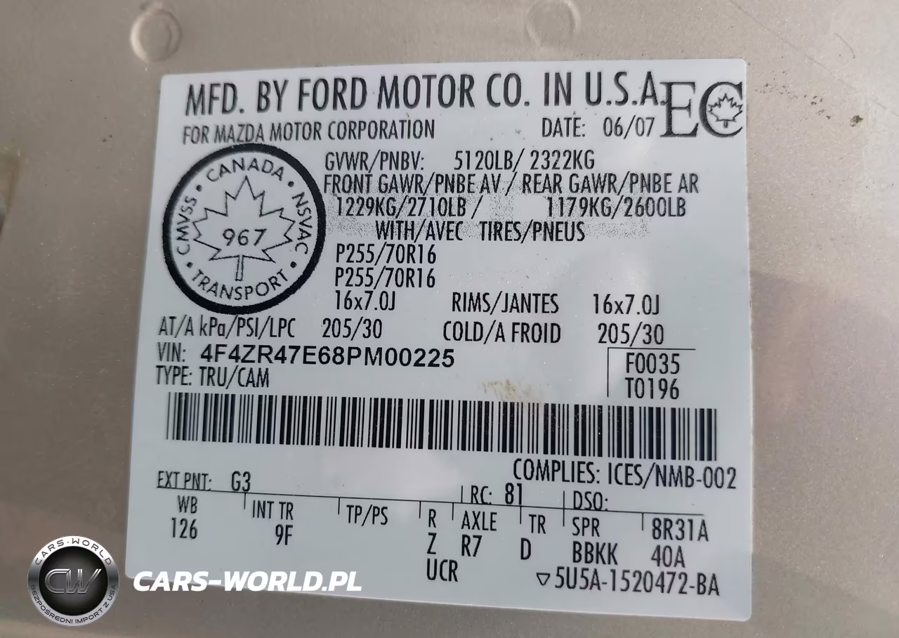 2008 Mazda B4000 Se VIN:4F4ZR47E68PM00225 - 9