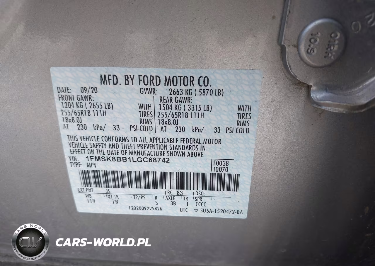 2020 Ford Explorer VIN:1FMSK8BB1LGC68742 - 9
