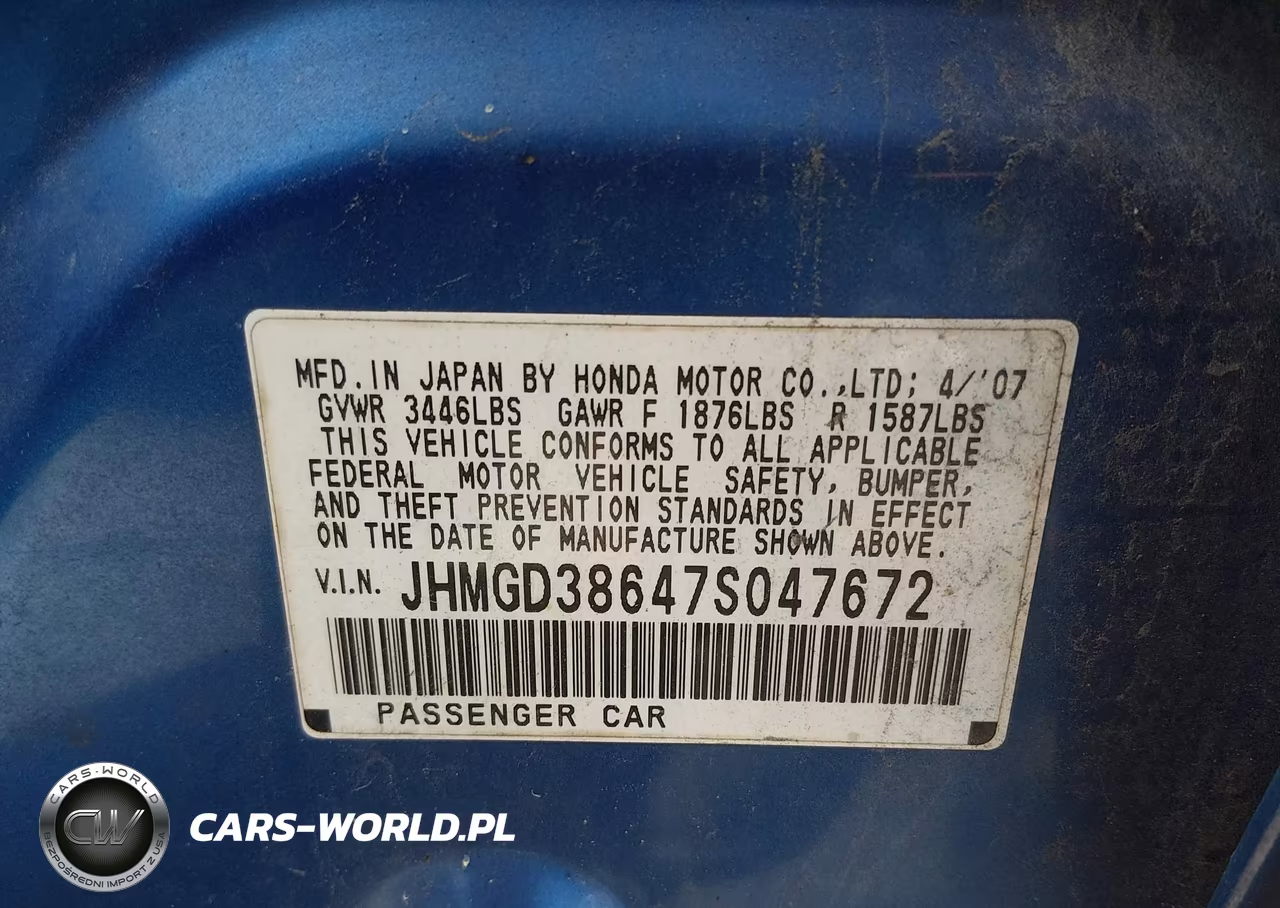 2007 Honda Fit Sport VIN:JHMGD38647S047672 - 9