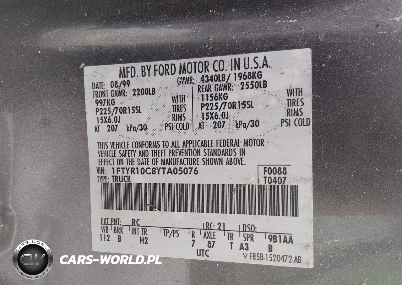 2000 Ford Ranger Xl-Xlt VIN:1FTYR10C8YTA05076 - 9