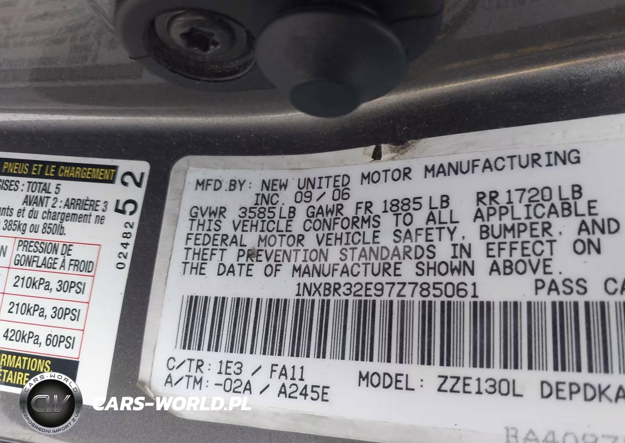 2007 Toyota Corolla Ce VIN:1NXBR32E97Z785061 - 9