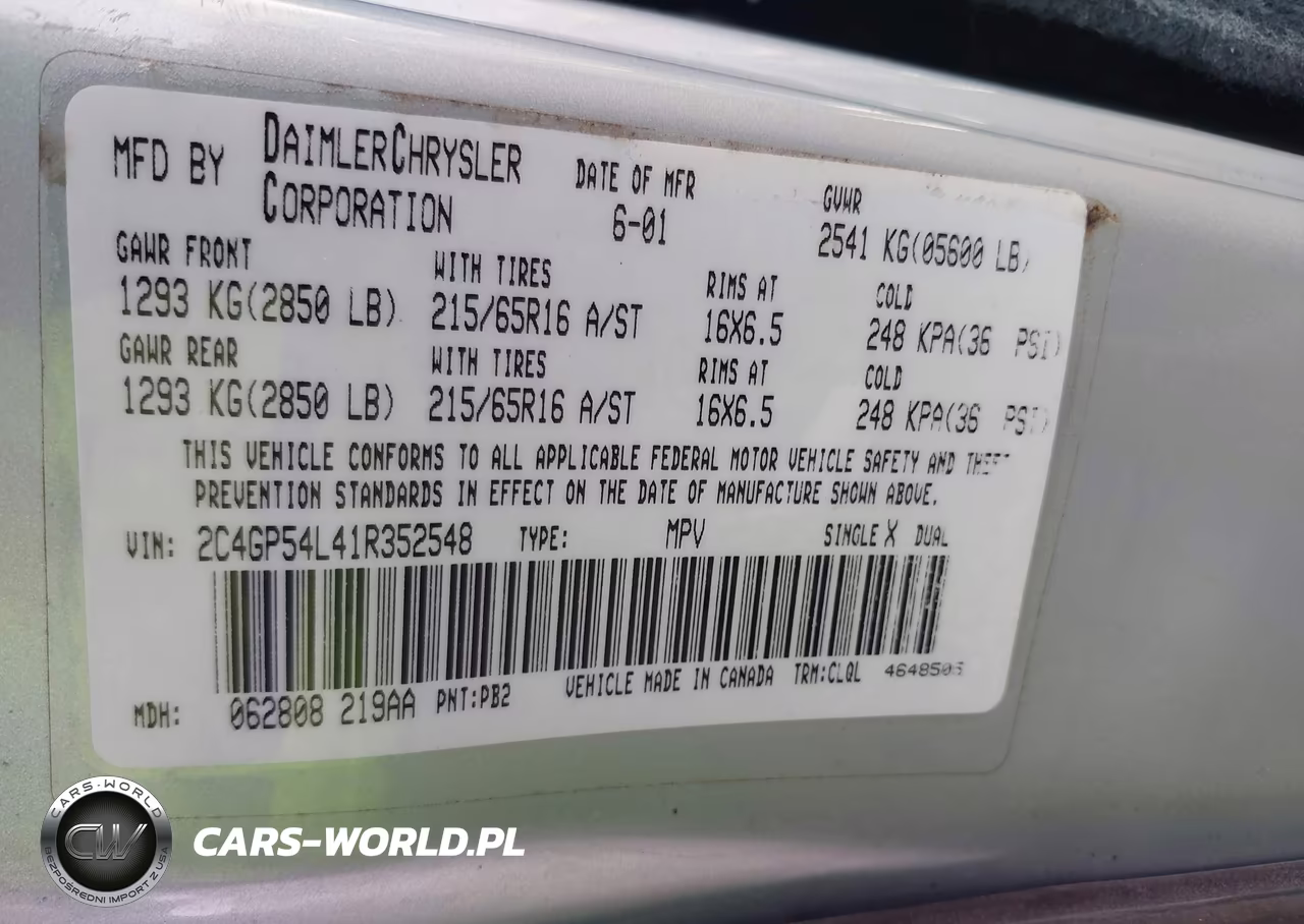 2001 Chrysler Town & Country Lxi VIN:2C4GP54L41R352548 - 9