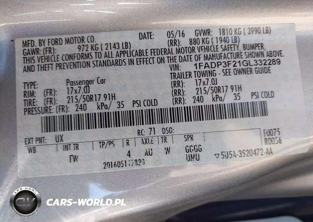 2016 Ford Focus Se VIN:1FADP3F21GL332289 - 9