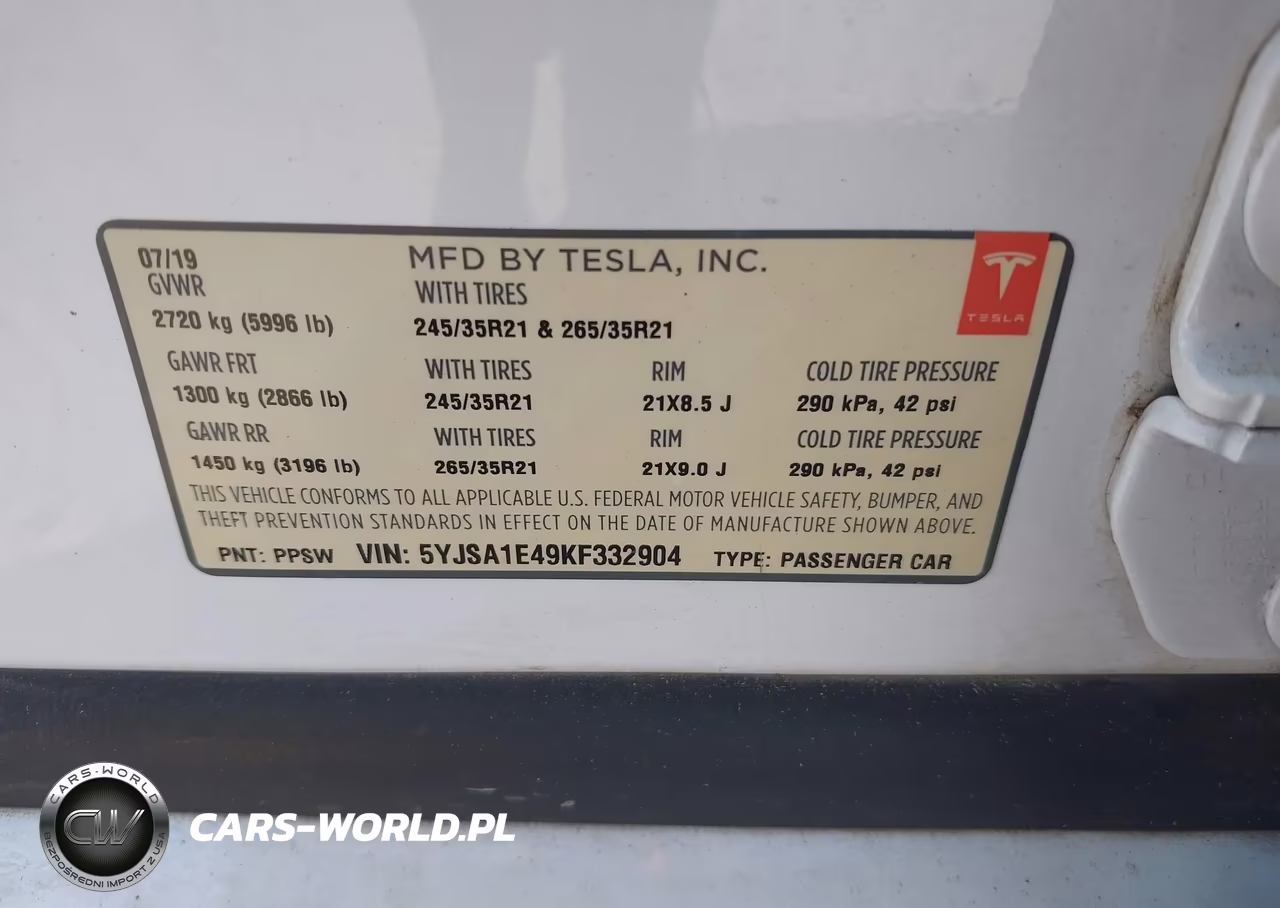 2019 Tesla Model S 100D-Long Range-P100D-Performance VIN:5YJSA1E49KF332904 - 9