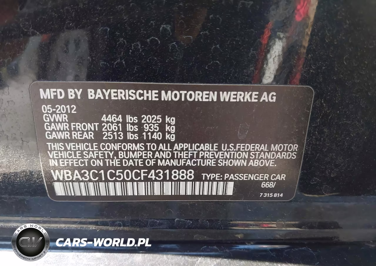 2012 BMW 328I VIN:WBA3C1C50CF431888 - 9