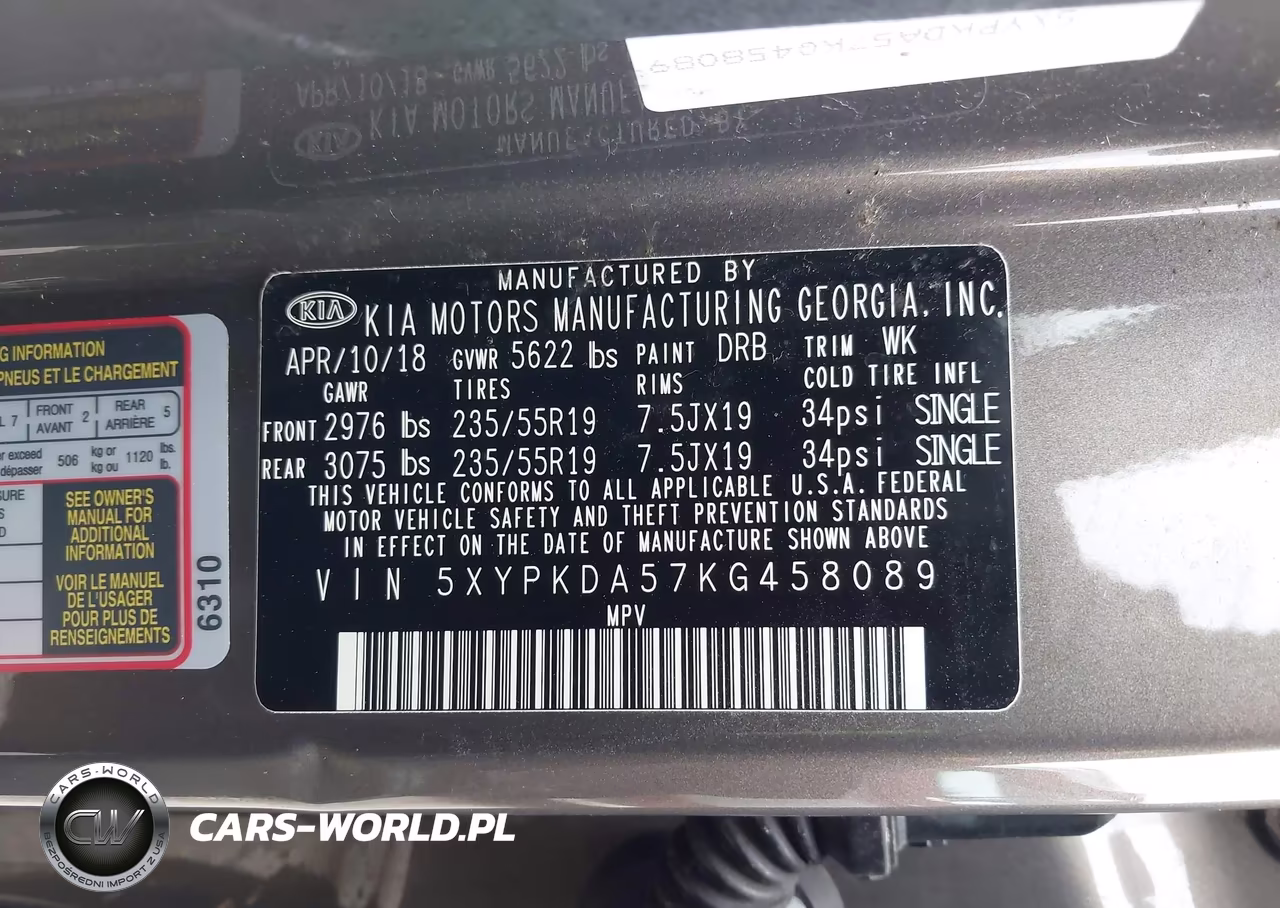 2019 Kia Sorento 3.3L Sx VIN:5XYPKDA57KG458089 - 9