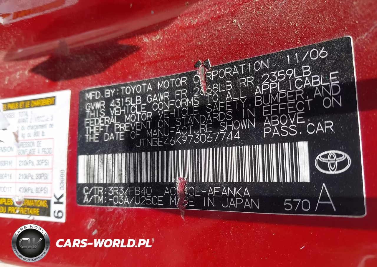 2007 Toyota Camry Le VIN:JTNBE46K973067744 - 9