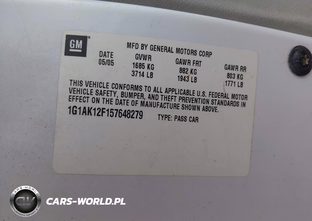 2005 Chevrolet Cobalt VIN:1G1AK12F157648279 - 9