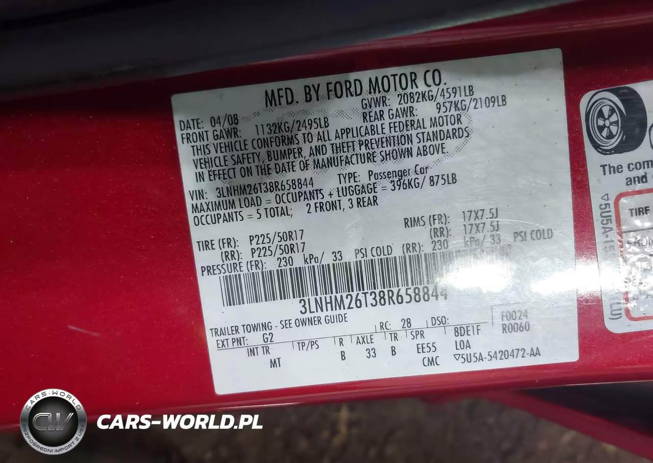 2008 Lincoln Mkz VIN:3LNHM26T38R658844 - 9