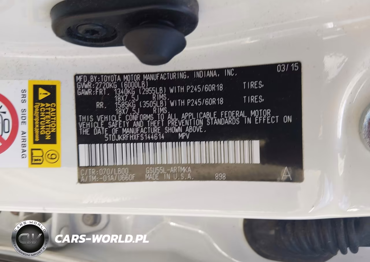 2015 Toyota Highlander Xle V6 VIN:5TDJKRFHXFS144614 - 9