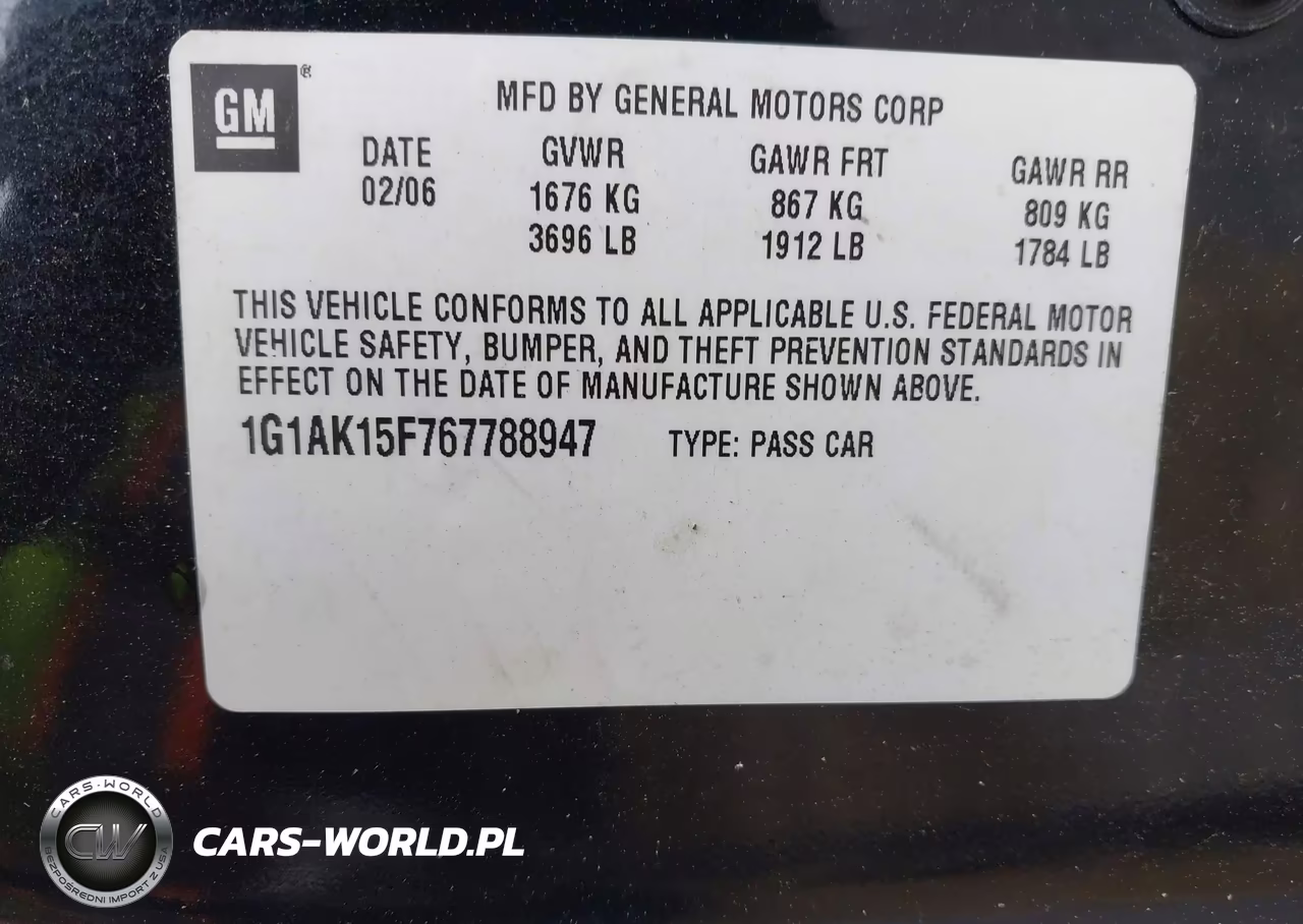 2006 Chevrolet Cobalt VIN:1G1AK15F767788947 - 9