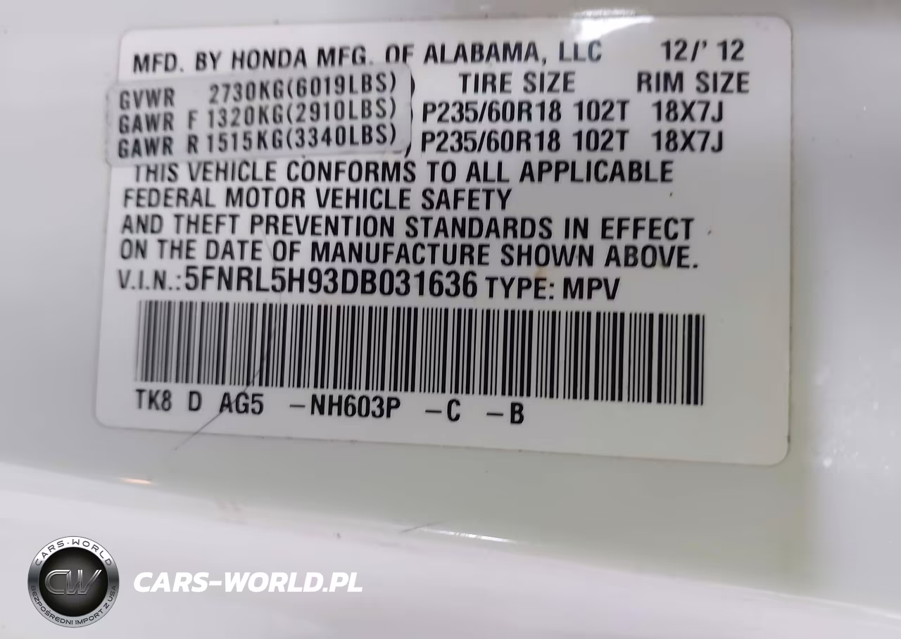 2013 Honda Odyssey Touring-Touring Elite VIN:5FNRL5H93DB031636 - 9
