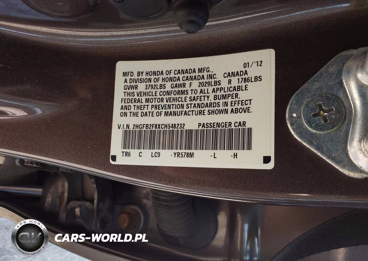 2012 Honda Civic Ex VIN:2HGFB2F8XCH548232 - 9