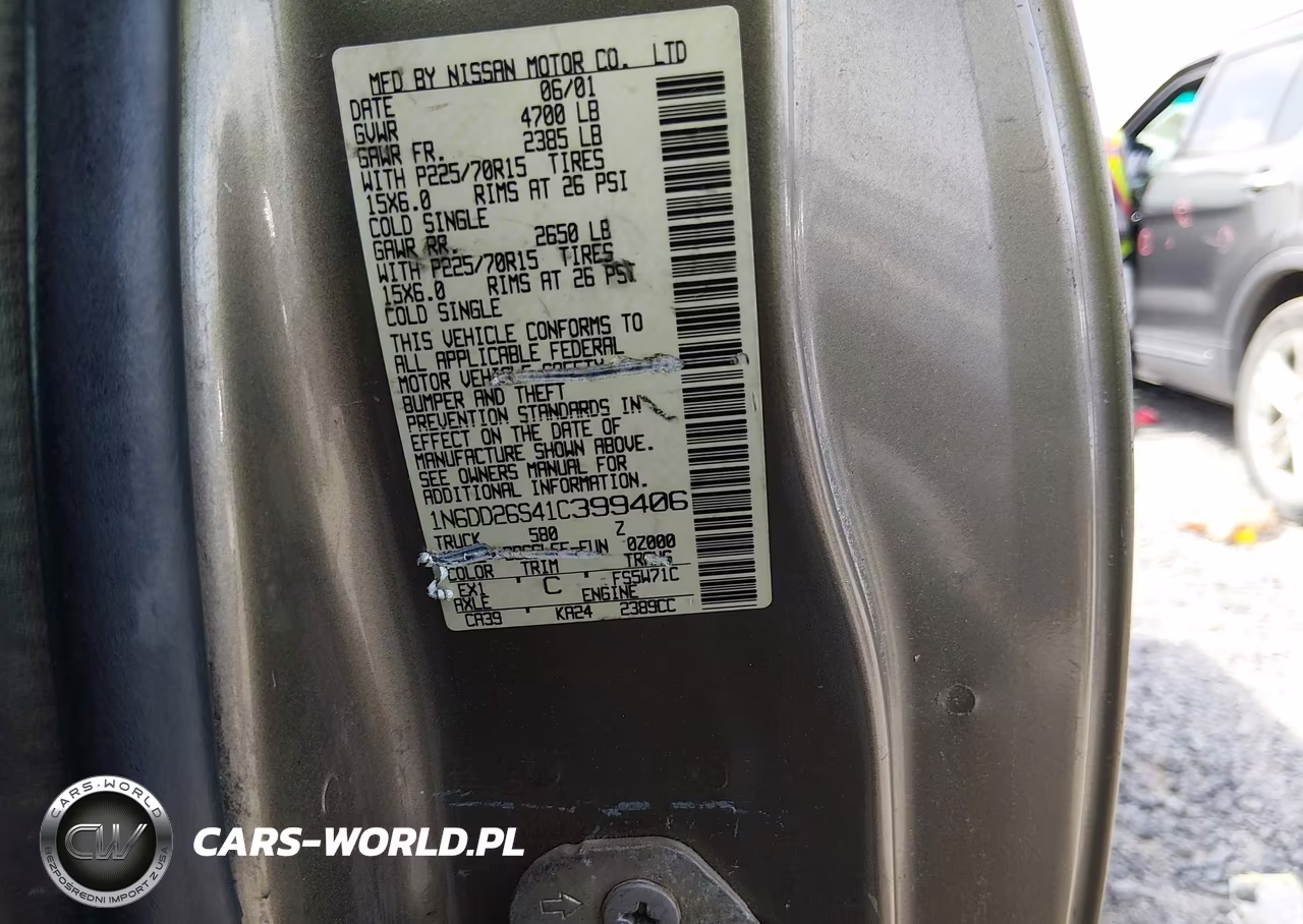 2001 Nissan Frontier Xe VIN:1N6DD26S41C399406 - 9