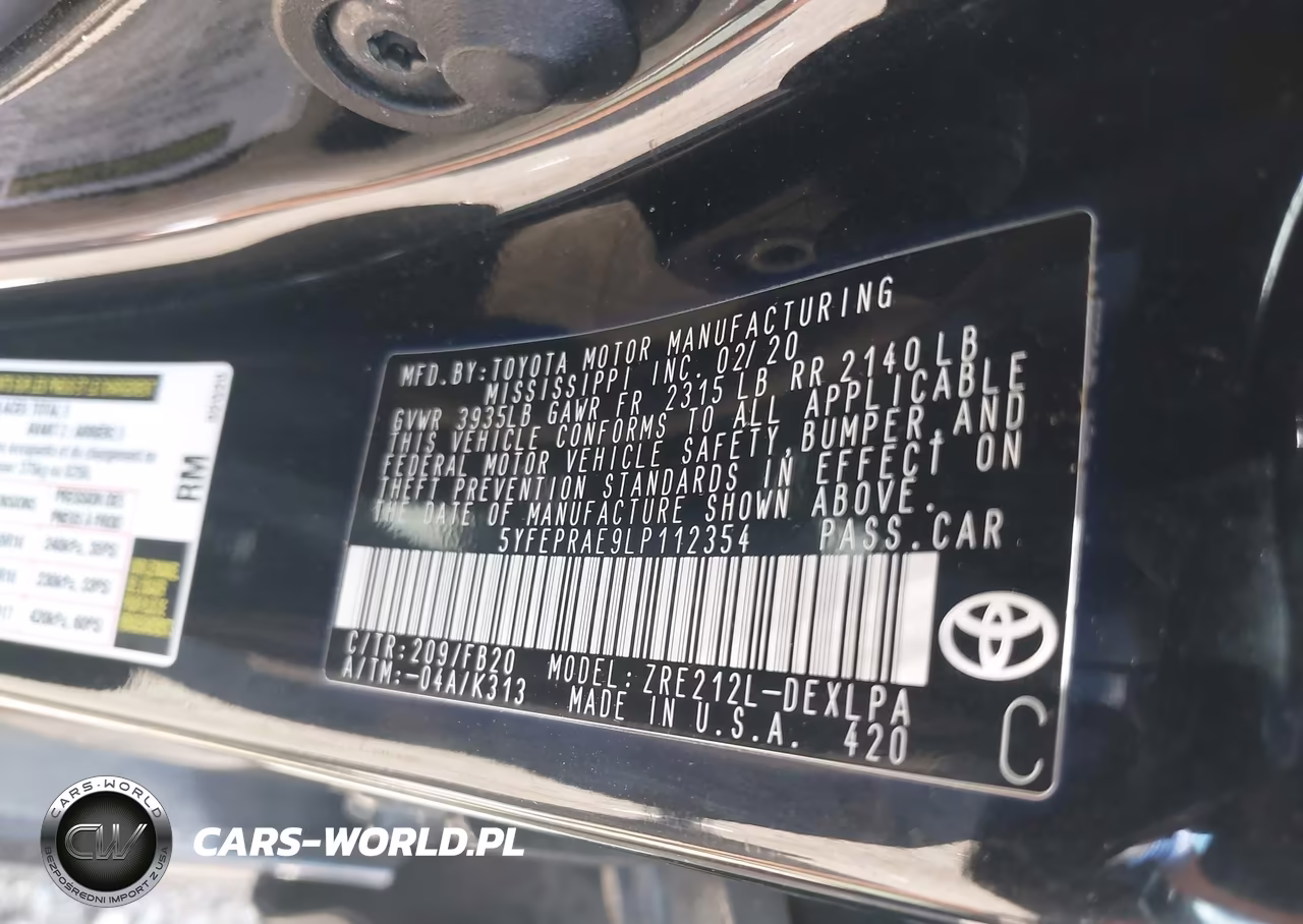 2020 Toyota Corolla Le VIN:5YFEPRAE9LP112354 - 9