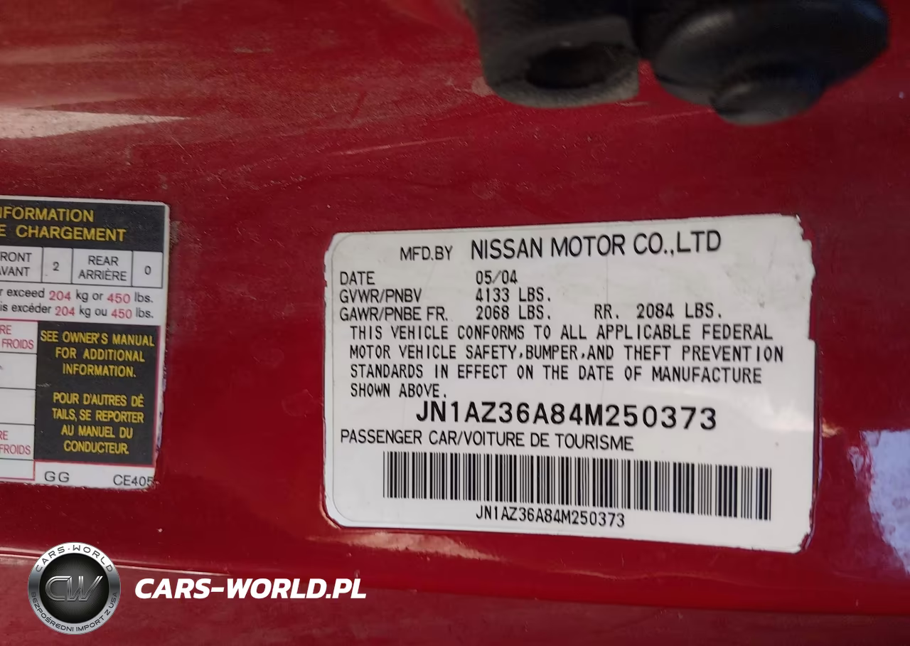 2004 Nissan 350Z Touring VIN:JN1AZ36A84M250373 - 9
