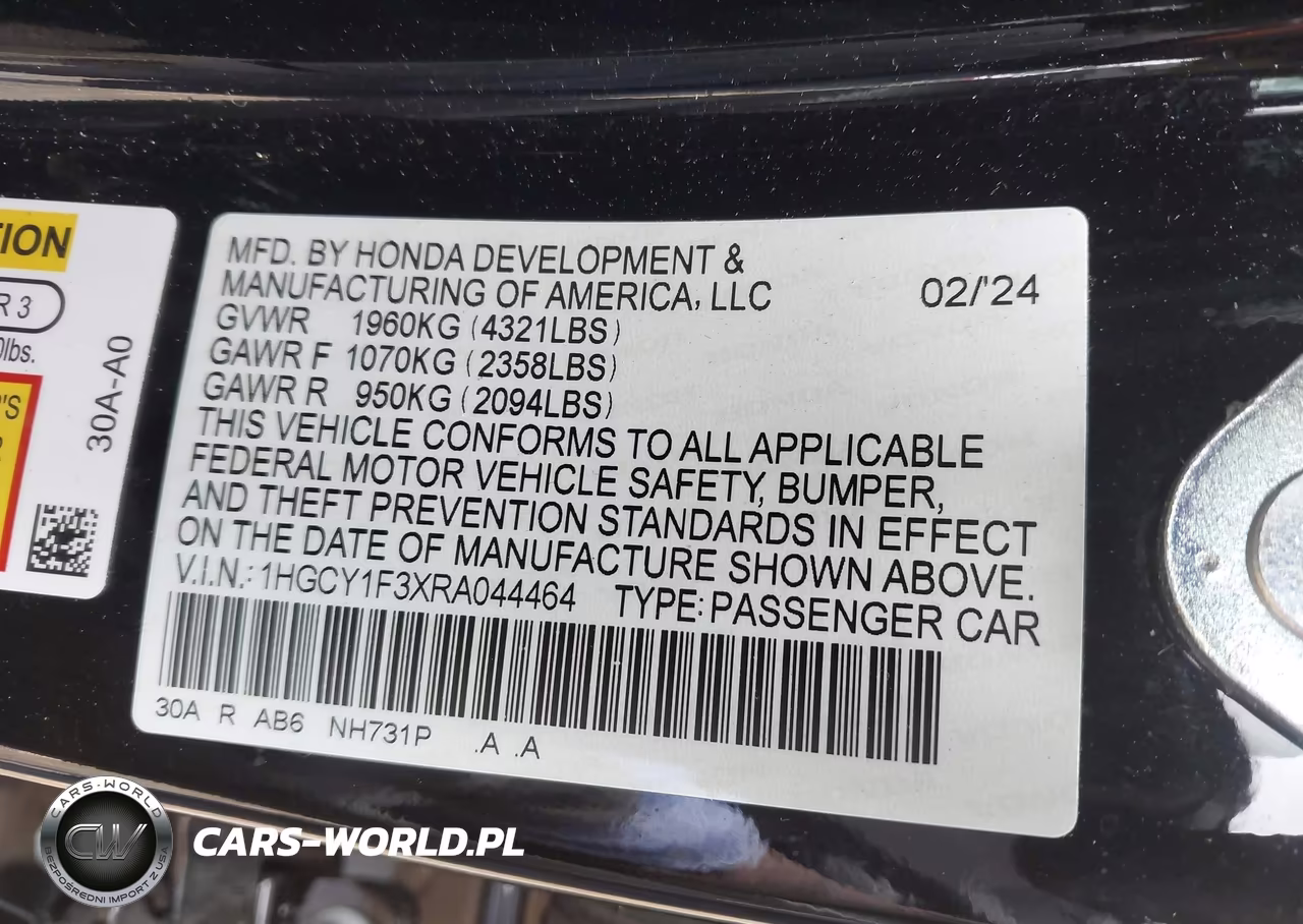 2024 Honda Accord Ex VIN:1HGCY1F3XRA044464 - 9
