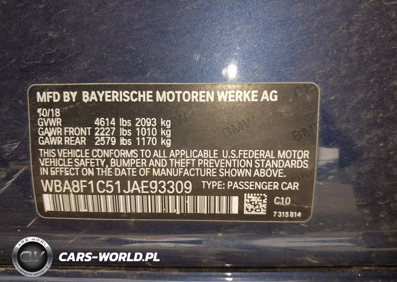 2018 BMW 328D xDrive VIN:WBA8F1C51JAE93309 - 9