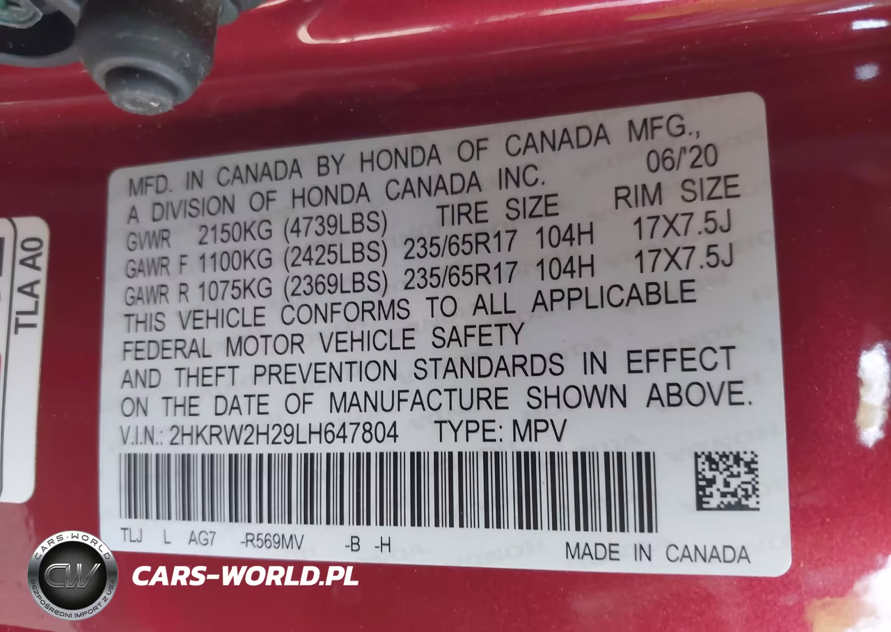 2020 Honda Cr-V Awd Lx VIN:2HKRW2H29LH647804 - 9