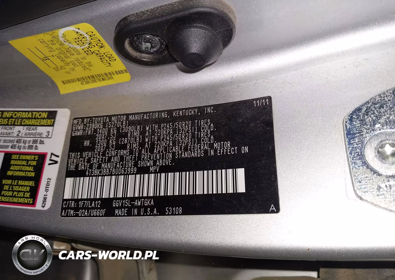 2011 Toyota Venza Base V6 VIN:4T3BK3BB7BU063999 - 9