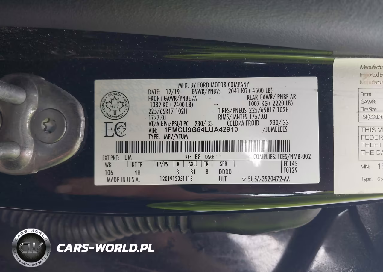 2020 Ford Escape Se VIN:1FMCU9G64LUA42910 - 9