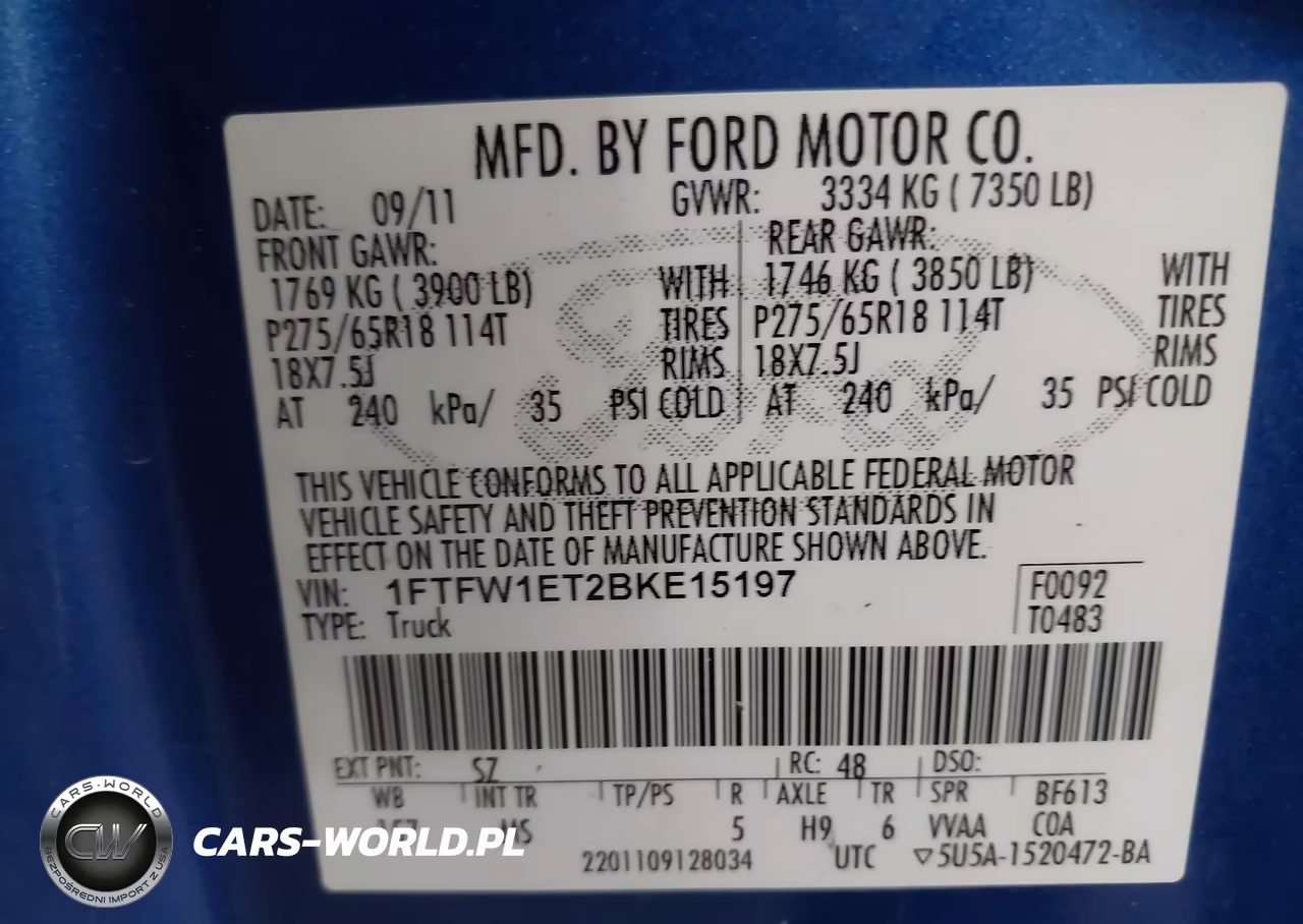 2011 Ford F-150 Fx4-King Ranch-Lariat-Platinum-Xlt VIN:1FTFW1ET2BKE15197 - 9