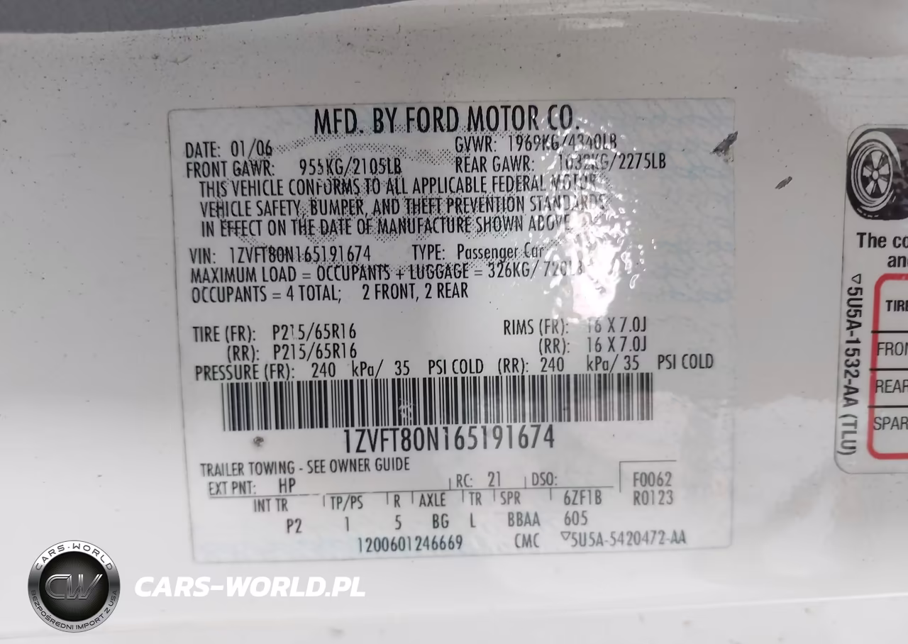 2006 Ford Mustang V6 VIN:1ZVFT80N165191674 - 9
