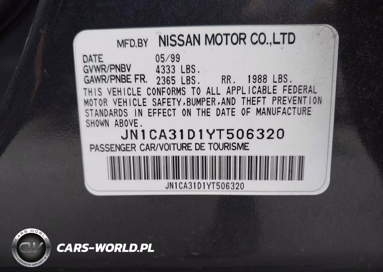 2000 Nissan Maxima Gle-Gxe-Se VIN:JN1CA31D1YT506320 - 9