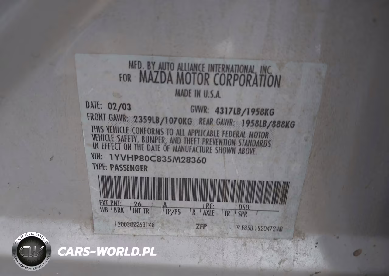 2003 Mazda Mazda6 I VIN:1YVHP80C835M28360 - 9