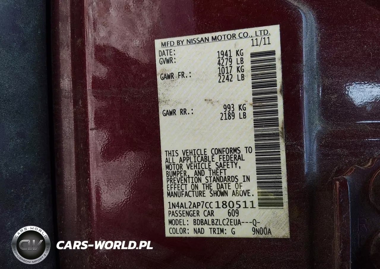 2012 Nissan Altima 2.5 S VIN:1N4AL2AP7CC180511 - 9